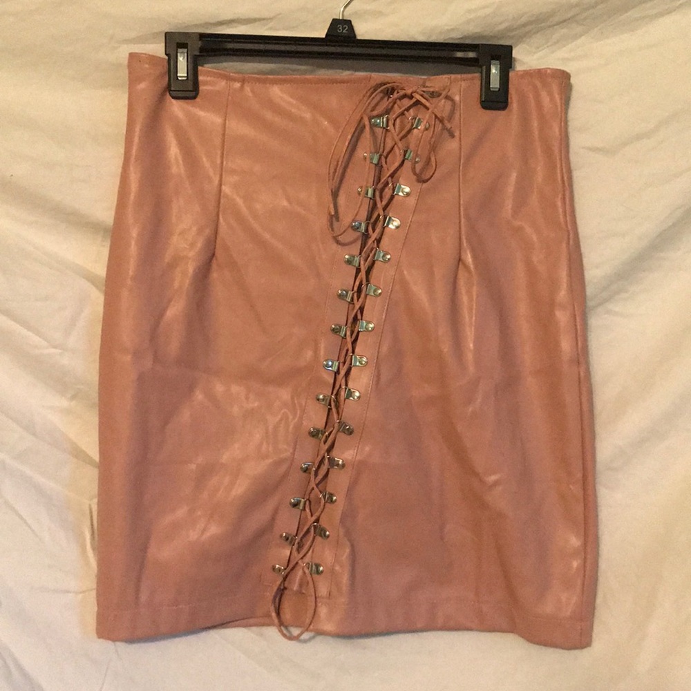 JCL Missguided Pink Leather Mini Skirt